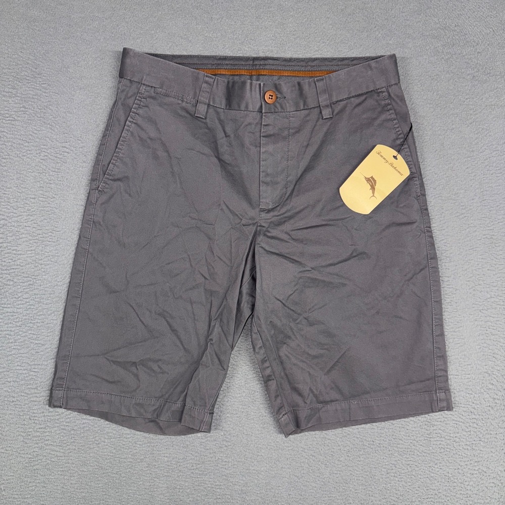 Tommy Bahama Shorts Mens 30 Gray Chino Boracay Flat Front Cotton Stretch New